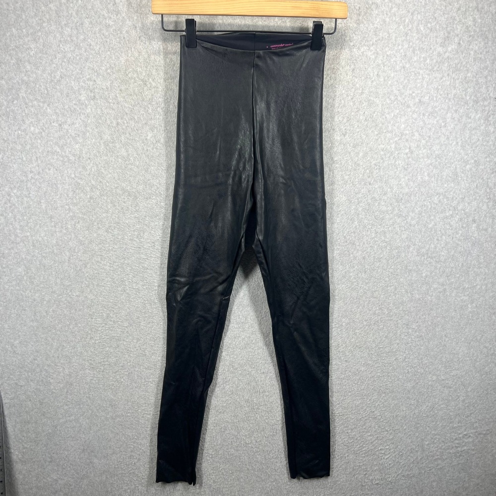 Commando Faux Leather Leggings Women S Black Control High Waisted Slim EUC